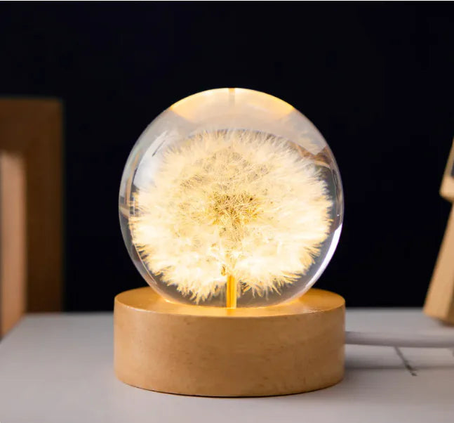 Luminous 3D Dandelion Crystal Ball