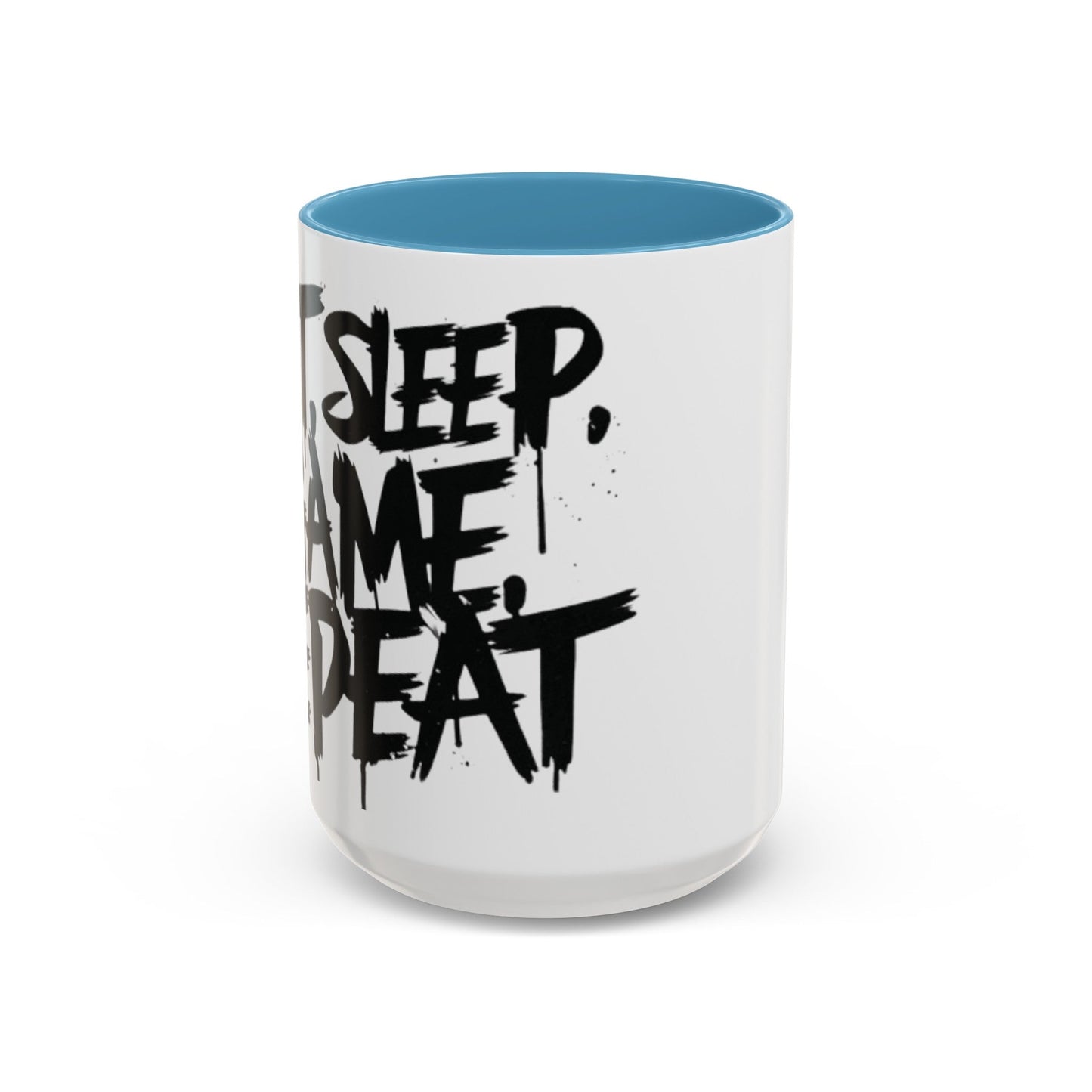 Eat, Sleep, Game, Repeat. Accent Coffee Mug (11, 15oz) | Gamer Gift & Merch | Madfox Creations Co.