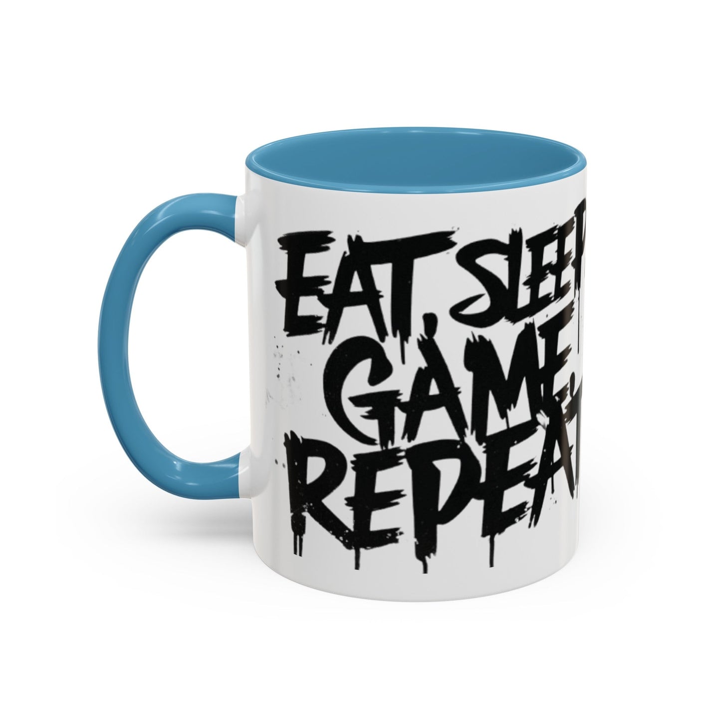 Eat, Sleep, Game, Repeat. Accent Coffee Mug (11, 15oz) | Gamer Gift & Merch | Madfox Creations Co.