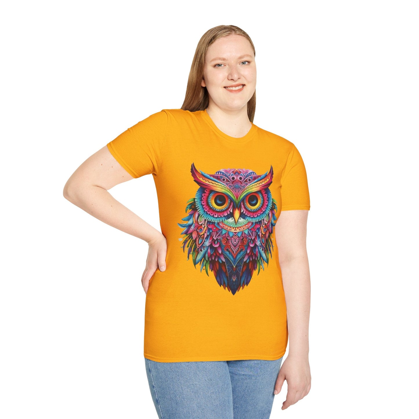 Colorful Owl Mandala Style Shirt | Owl Lover Gift | Unisex Softstyle Tee | Madfox Creations Co.