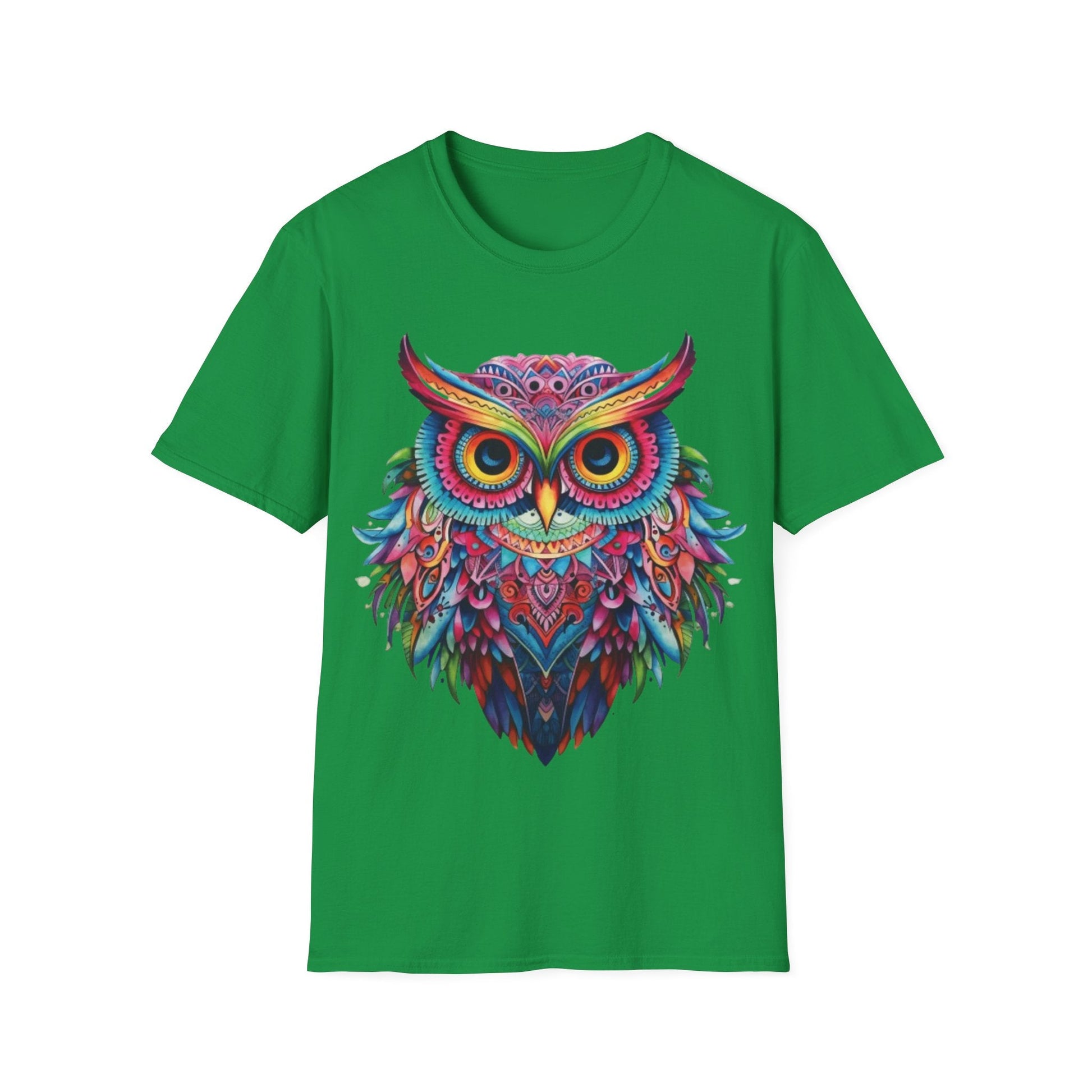 Colorful Owl Mandala Style Shirt | Owl Lover Gift | Unisex Softstyle Tee | Madfox Creations Co.