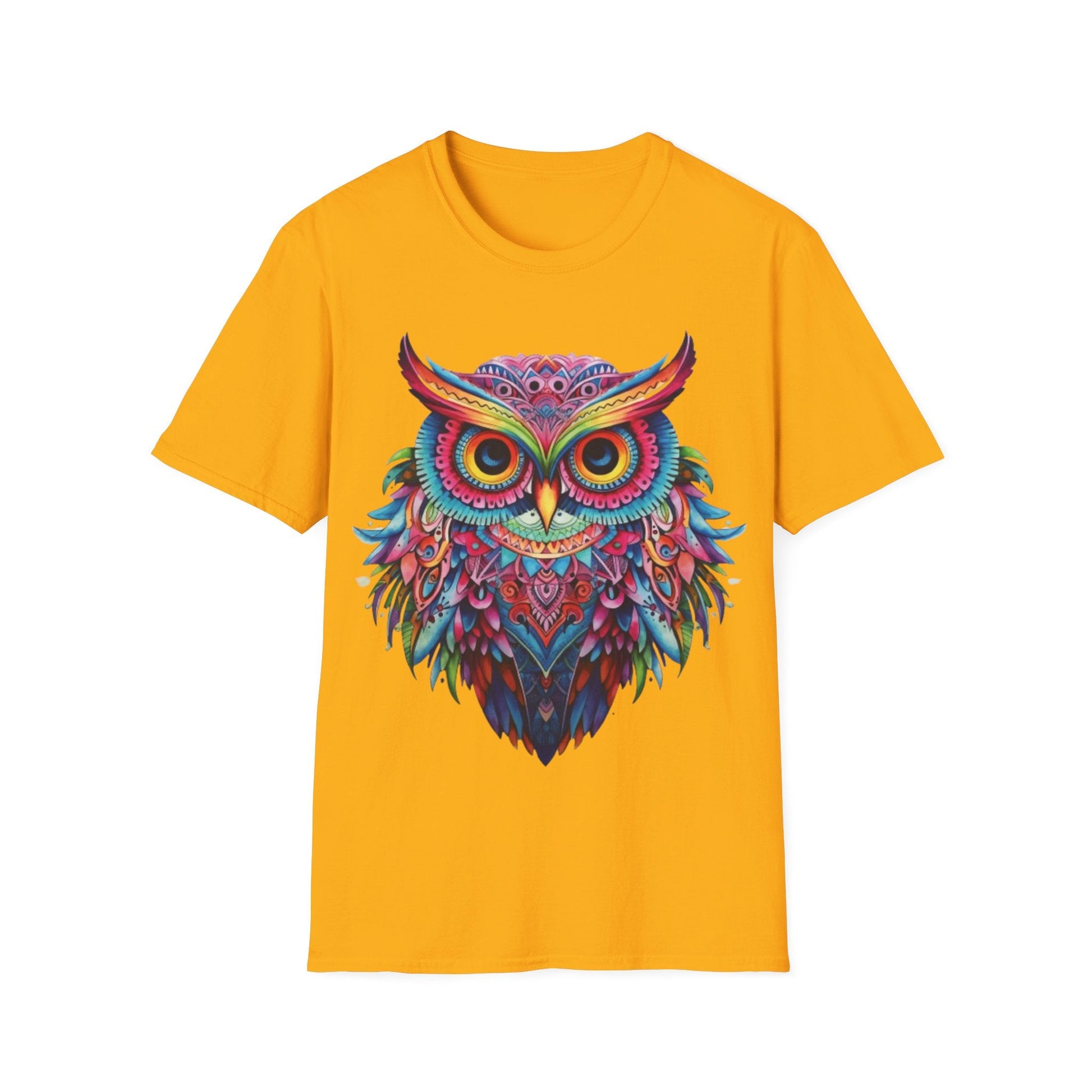 Colorful Owl Mandala Style Shirt | Owl Lover Gift | Unisex Softstyle Tee | Madfox Creations Co.