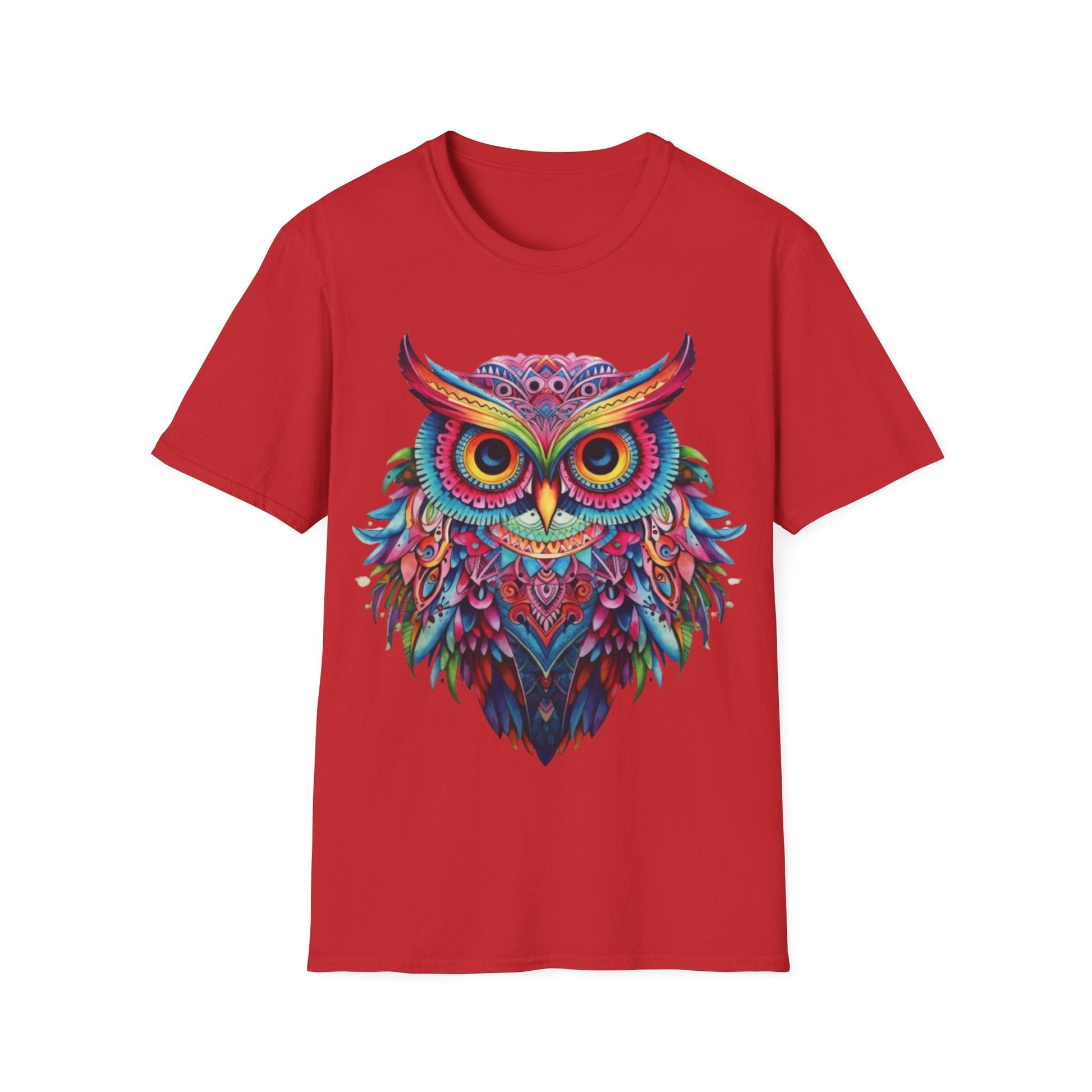 Colorful Owl Mandala Style Shirt | Owl Lover Gift | Unisex Softstyle Tee | Madfox Creations Co.