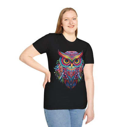 Colorful Owl Mandala Style Shirt | Owl Lover Gift | Unisex Softstyle Tee | Madfox Creations Co.