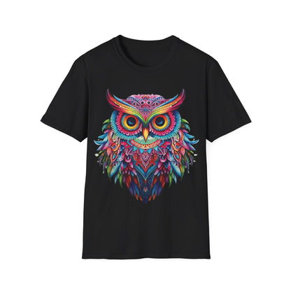 Colorful Owl Mandala Style Shirt | Owl Lover Gift | Unisex Softstyle Tee | Madfox Creations Co.