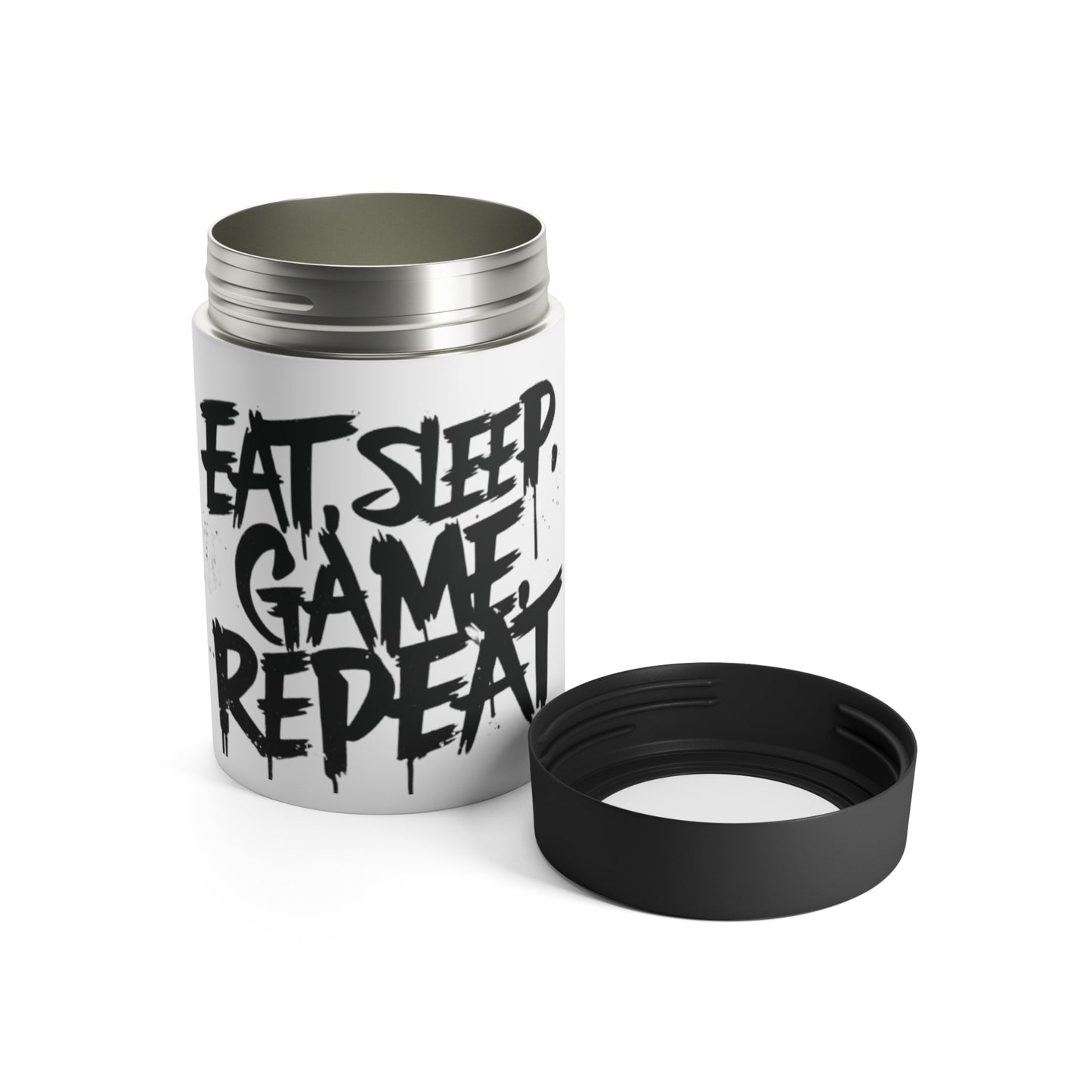 Eat, Sleep, Game, Repeat. 12oz. Can Holder | Gamer Gift & Merch | Madfox Creations Co.