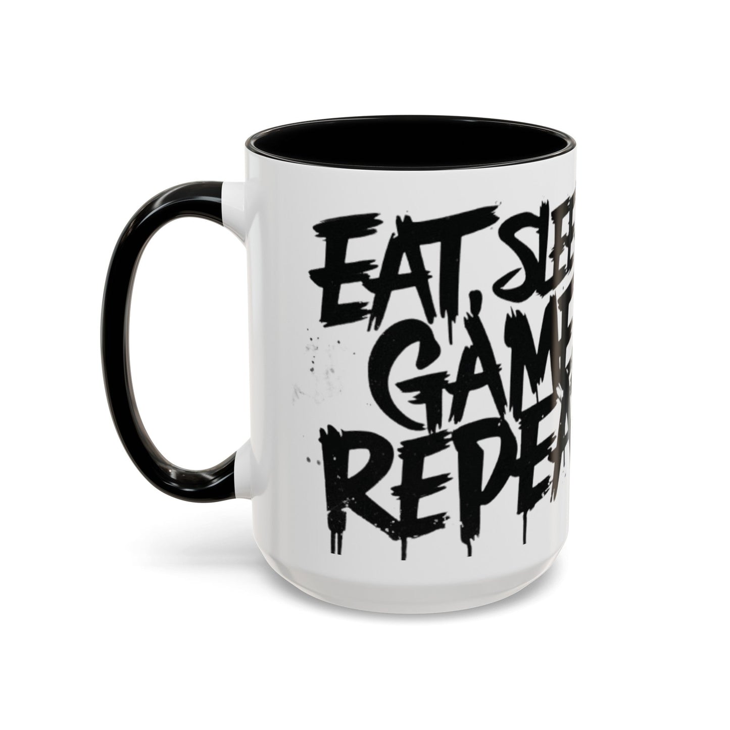 Eat, Sleep, Game, Repeat. Accent Coffee Mug (11, 15oz) | Gamer Gift & Merch | Madfox Creations Co.