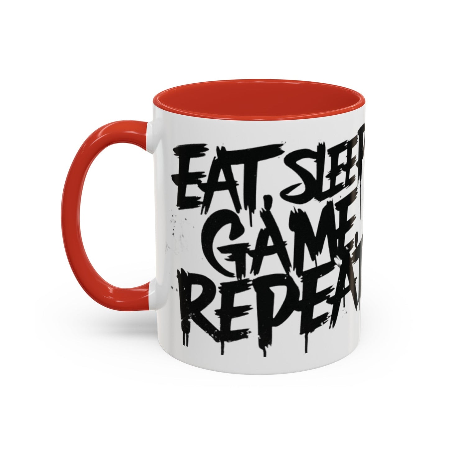 Eat, Sleep, Game, Repeat. Accent Coffee Mug (11, 15oz) | Gamer Gift & Merch | Madfox Creations Co.