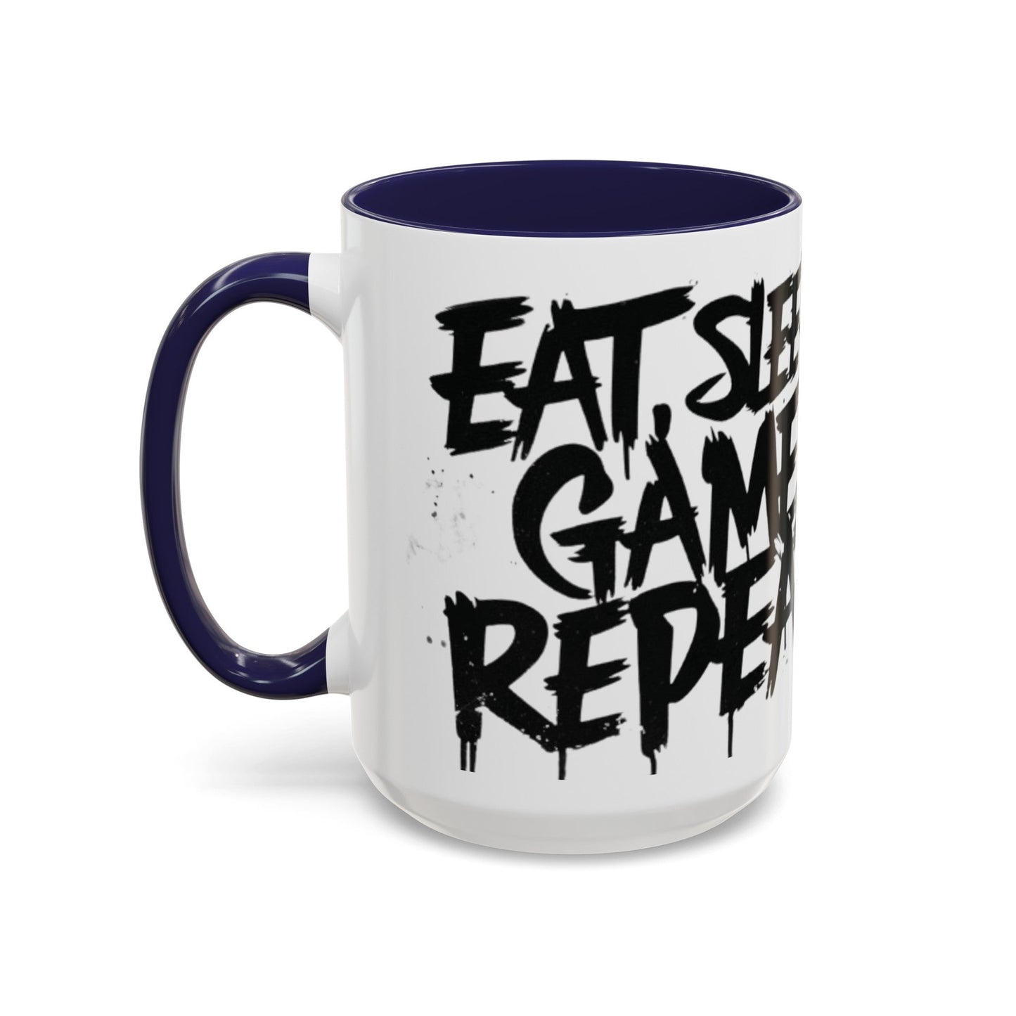 Eat, Sleep, Game, Repeat. Accent Coffee Mug (11, 15oz) | Gamer Gift & Merch | Madfox Creations Co.