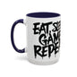 Eat, Sleep, Game, Repeat. Accent Coffee Mug (11, 15oz) | Gamer Gift & Merch | Madfox Creations Co.