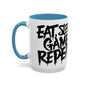 Eat, Sleep, Game, Repeat. Accent Coffee Mug (11, 15oz) | Gamer Gift & Merch | Madfox Creations Co.