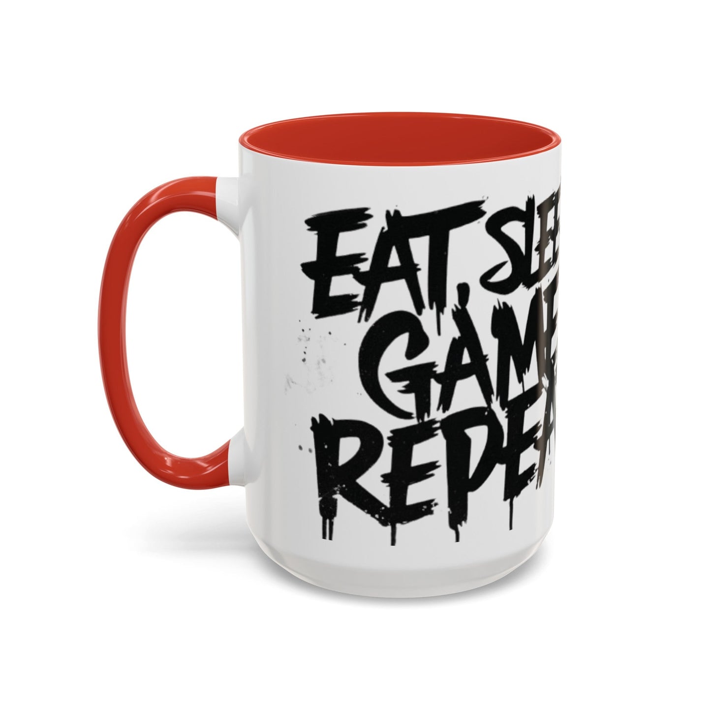 Eat, Sleep, Game, Repeat. Accent Coffee Mug (11, 15oz) | Gamer Gift & Merch | Madfox Creations Co.