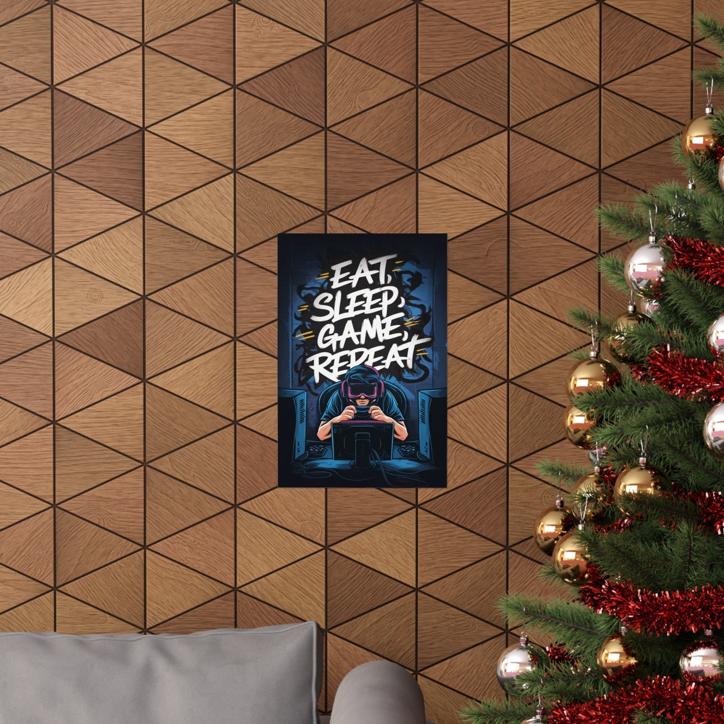 Eat, Sleep, Game, Repeat. Matte Vertical Poster | Gamer Gift & Decor | Madfox Creations Co.