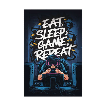 Eat, Sleep, Game, Repeat. Matte Vertical Poster | Gamer Gift & Decor | Madfox Creations Co.