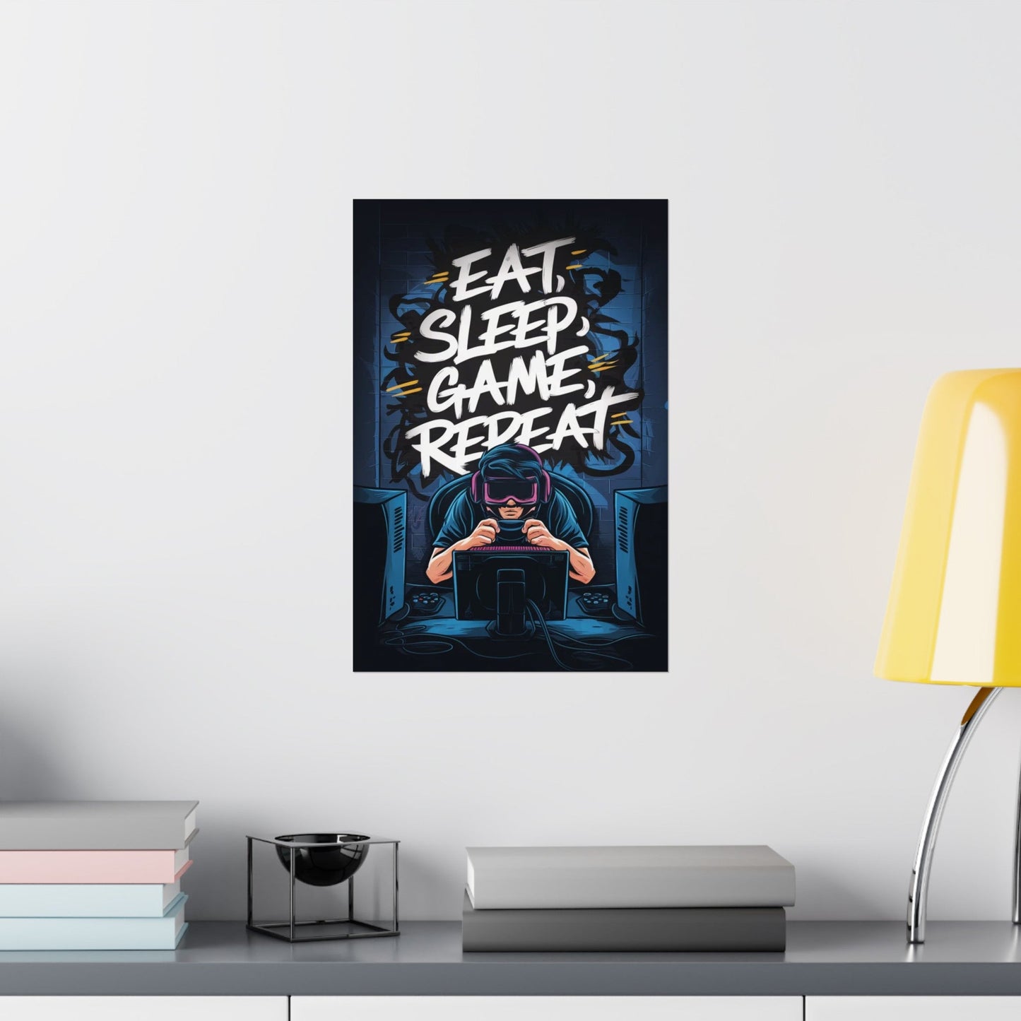 Eat, Sleep, Game, Repeat. Matte Vertical Poster | Gamer Gift & Decor | Madfox Creations Co.