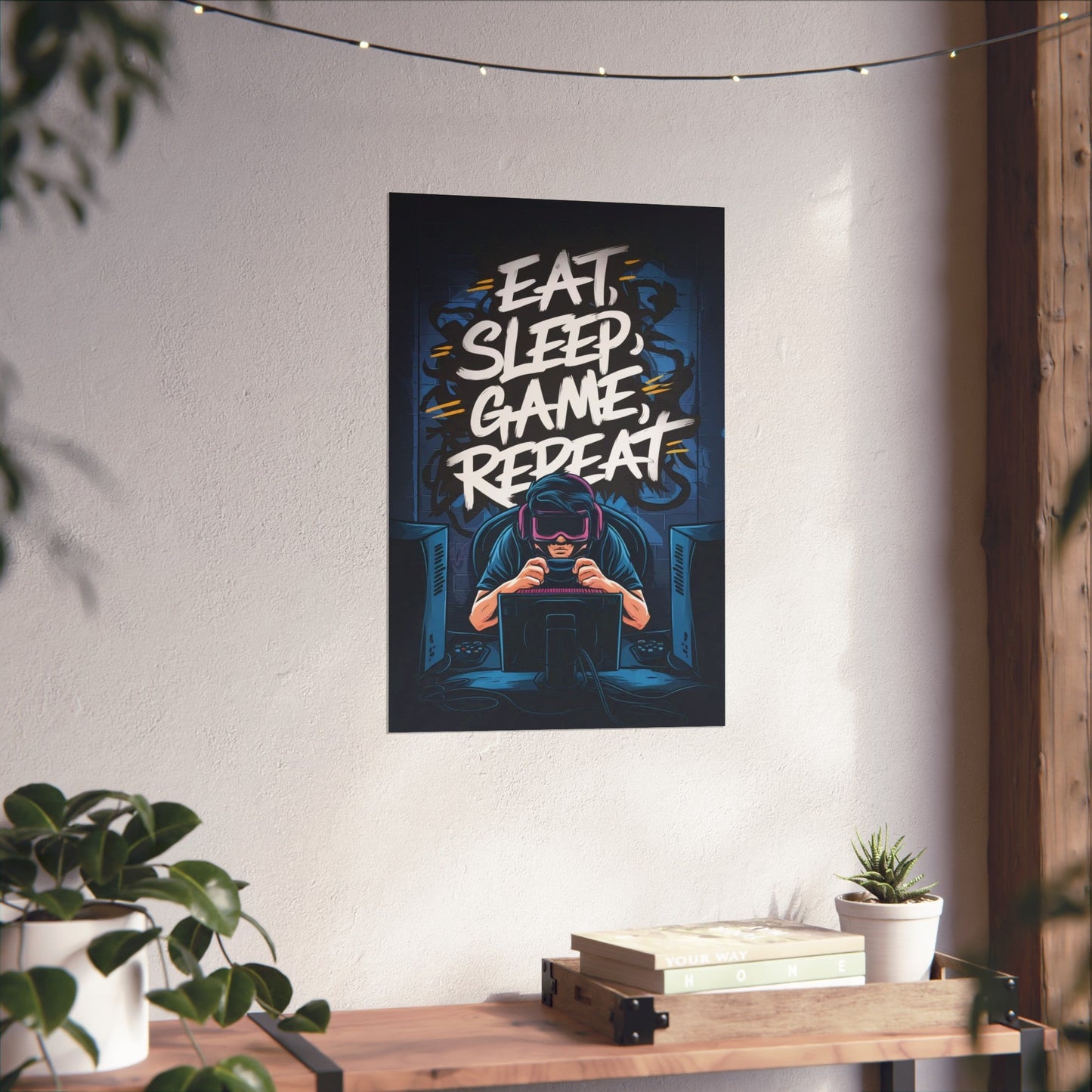 Eat, Sleep, Game, Repeat. Matte Vertical Poster | Gamer Gift & Decor | Madfox Creations Co.