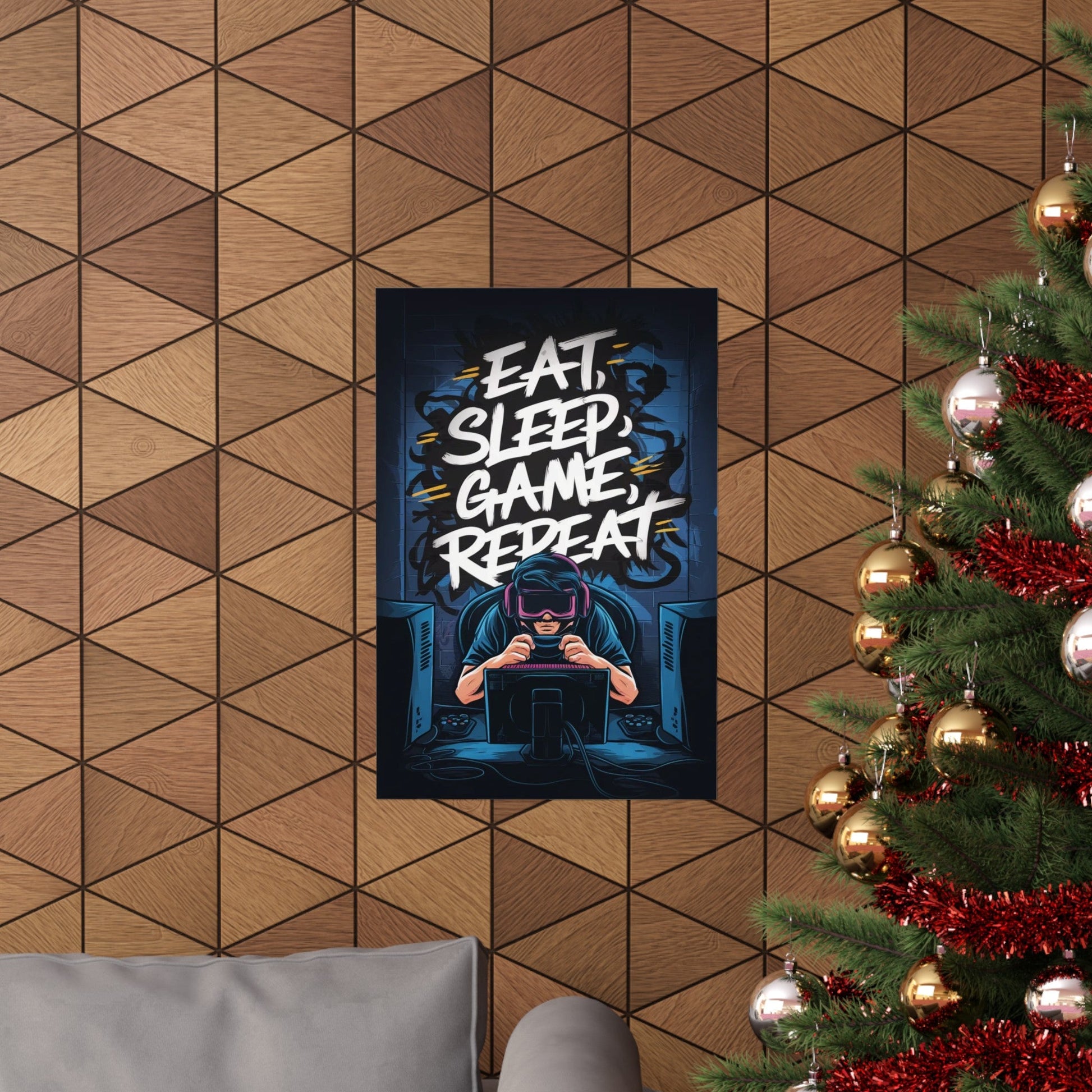 Eat, Sleep, Game, Repeat. Matte Vertical Poster | Gamer Gift & Decor | Madfox Creations Co.