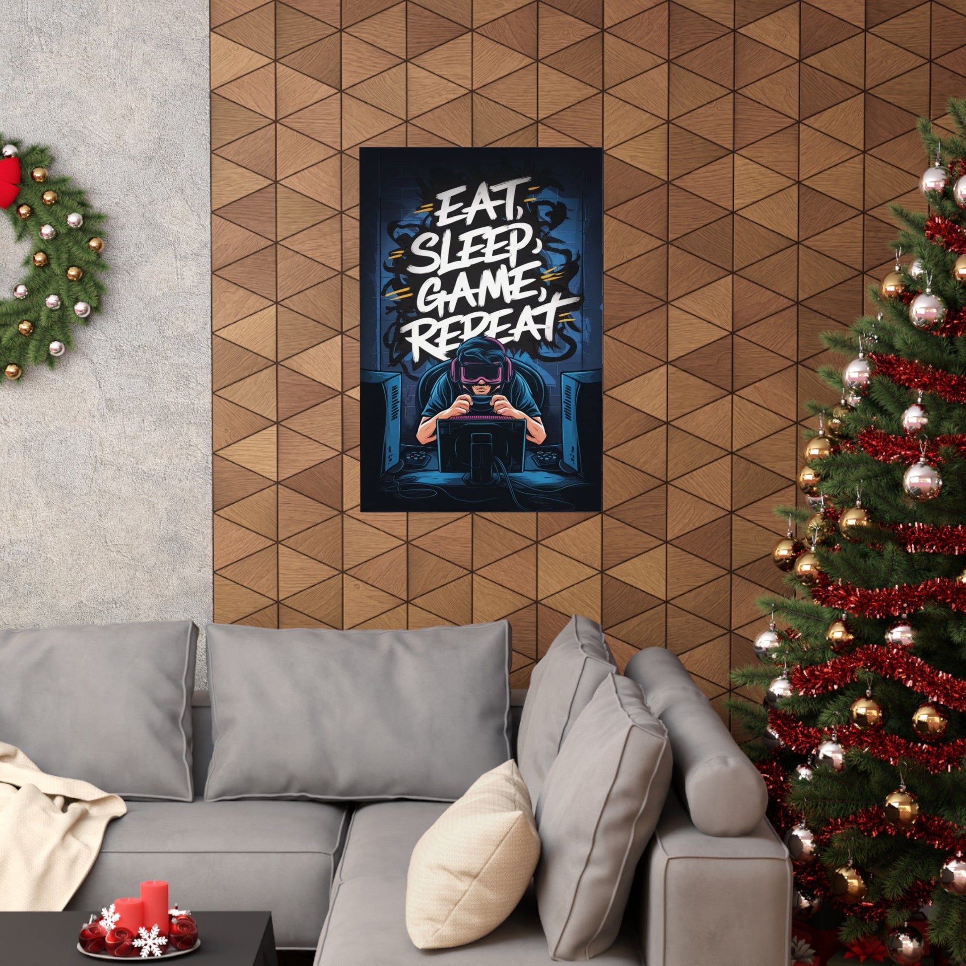 Eat, Sleep, Game, Repeat. Matte Vertical Poster | Gamer Gift & Decor | Madfox Creations Co.