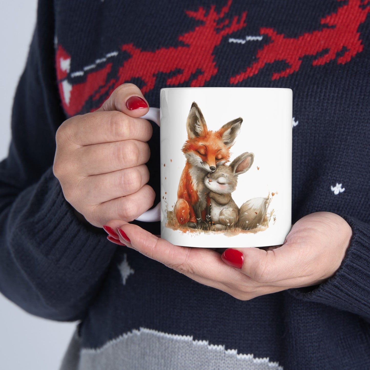 Fox And Bunny Ceramic Mug, (11oz, 15oz) | Couples Gift | Madfox Creations Co.