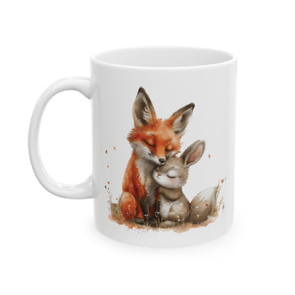 Fox And Bunny Ceramic Mug, (11oz, 15oz) | Couples Gift | Madfox Creations Co.