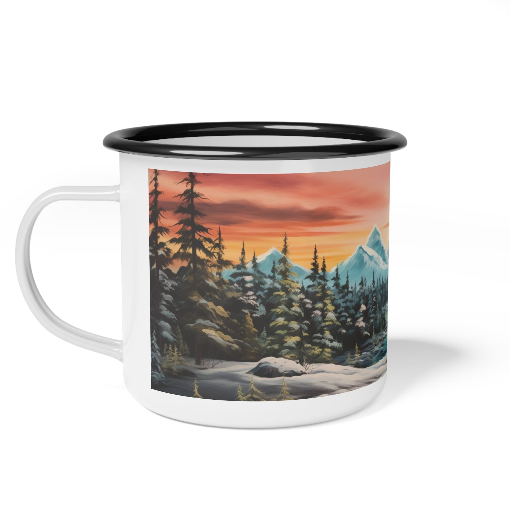 Nordic Landscape | Snowy Sunset | Enamel Camp Cup | Madfox Creations Co.