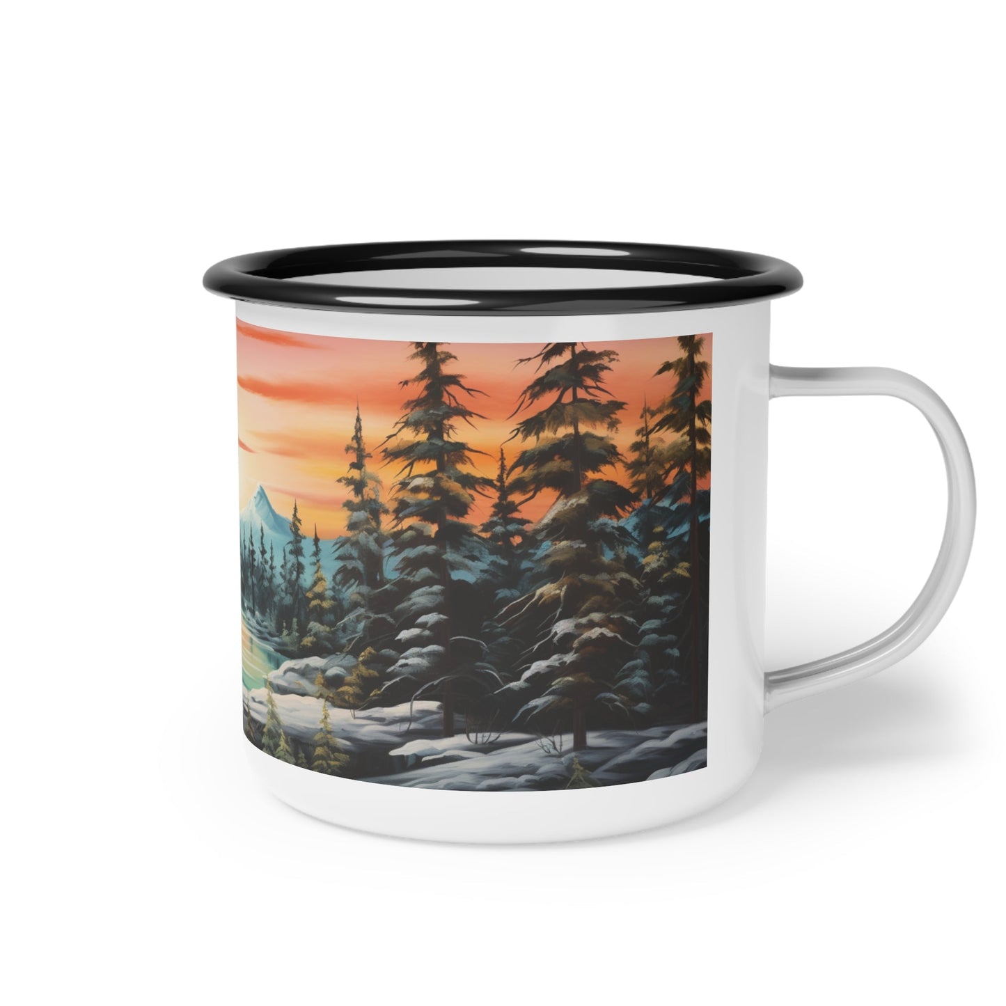 Nordic Landscape | Snowy Sunset | Enamel Camp Cup | Madfox Creations Co.