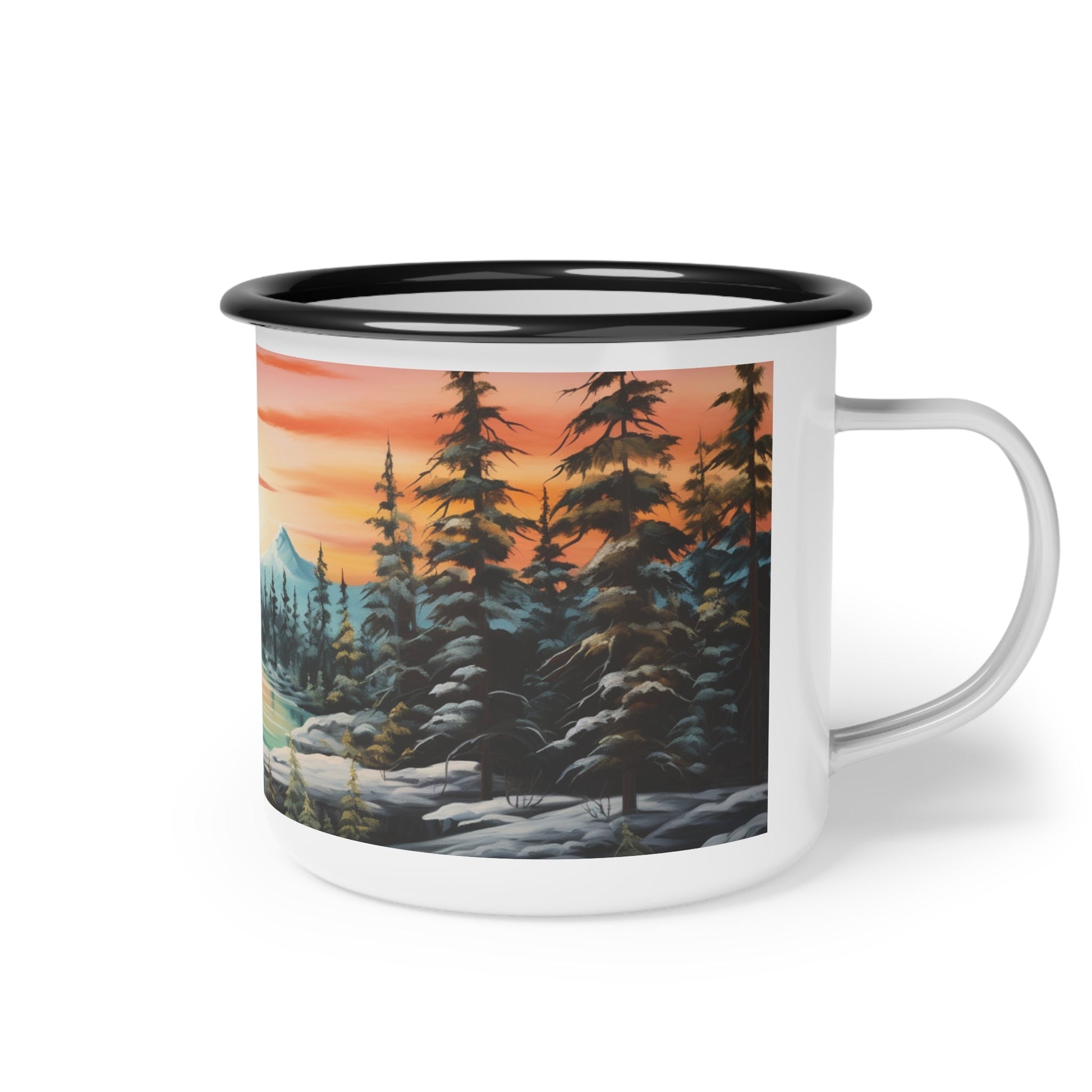 Nordic Landscape | Snowy Sunset | Enamel Camp Cup | Madfox Creations Co.