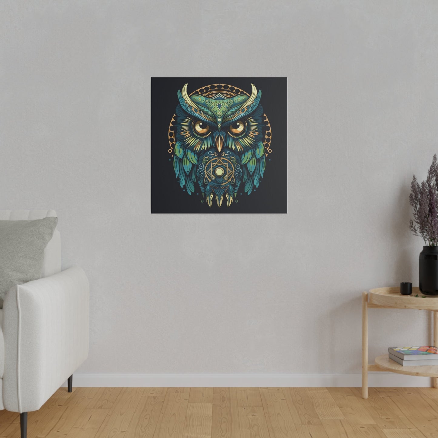 Owl In Mandala Style On A Matte Canvas, Stretched, 0.75" | Owl Lover Gift | Madfox Creations Co.