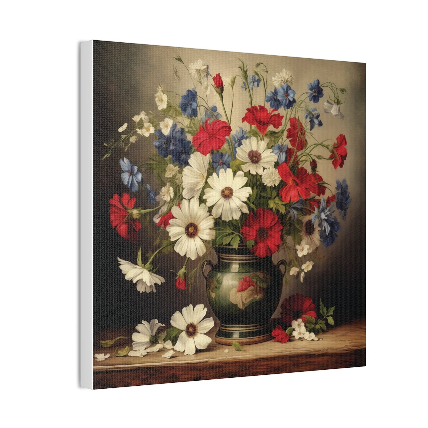 Vase of Wildflowers on Stretched Canvas, 0.75" | Madfox Creations Co.