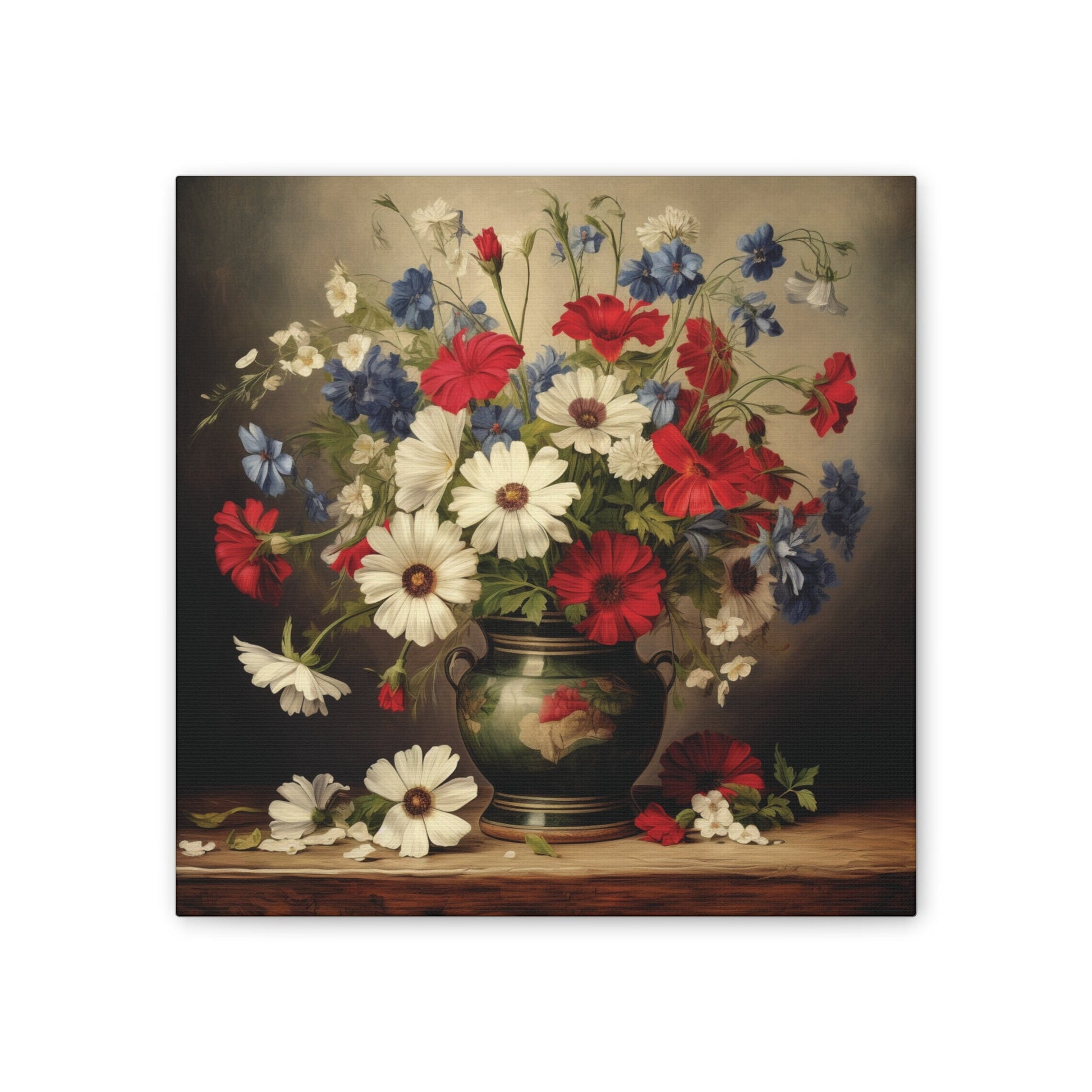 Vase of Wildflowers on Stretched Canvas, 0.75" | Madfox Creations Co.