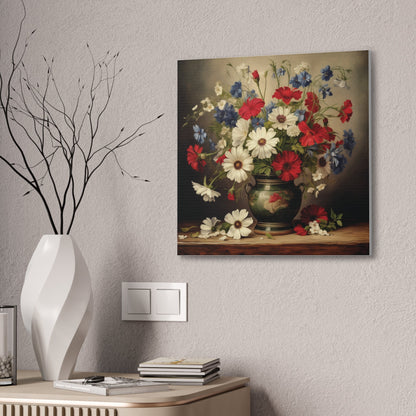 Vase of Wildflowers on Stretched Canvas, 0.75" | Madfox Creations Co.