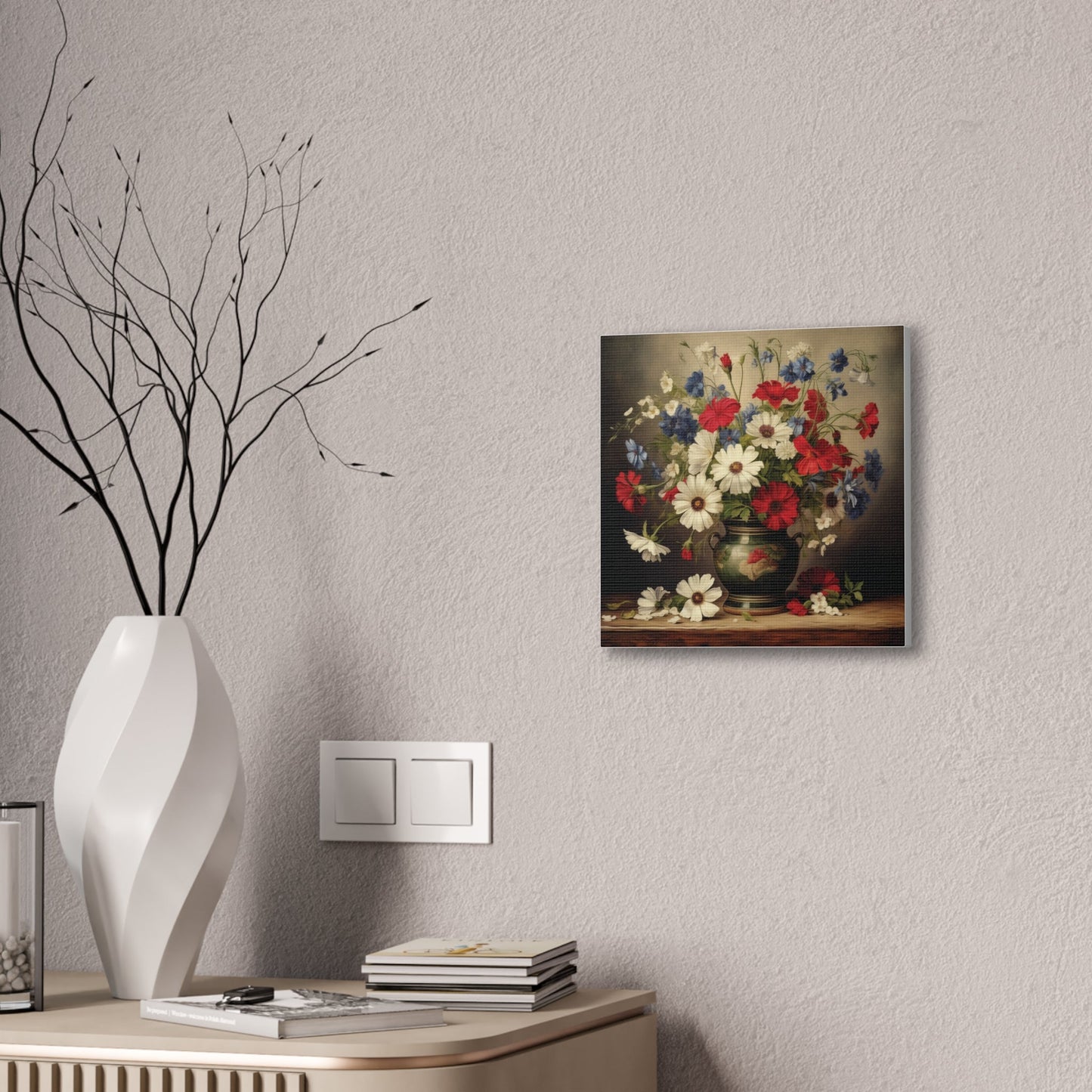 Vase of Wildflowers on Stretched Canvas, 0.75" | Madfox Creations Co.