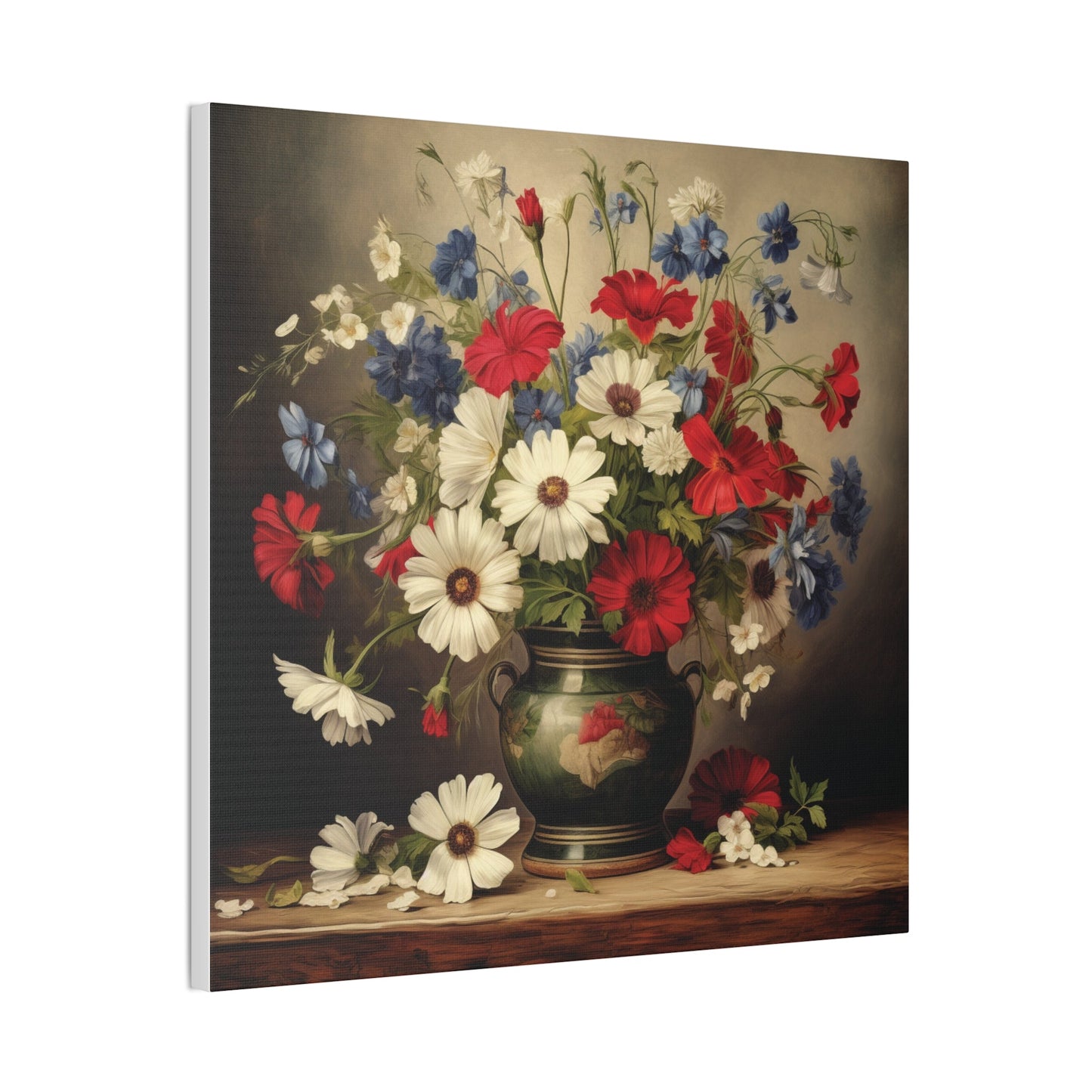 Vase of Wildflowers on Stretched Canvas, 0.75" | Madfox Creations Co.