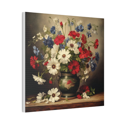 Vase of Wildflowers on Stretched Canvas, 0.75" | Madfox Creations Co.