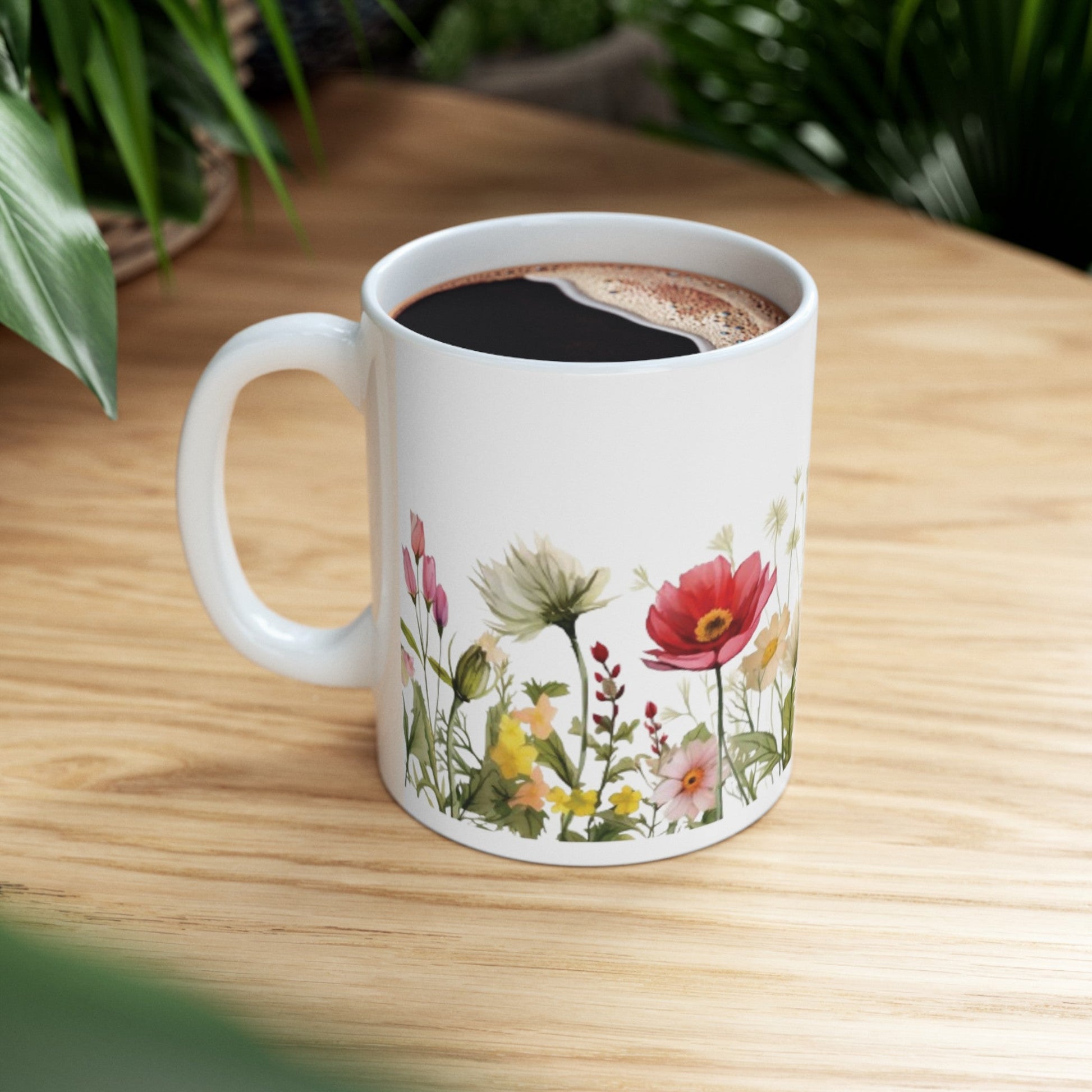 Wildflower Print Ceramic Mug, (11oz, 15oz) | Madfox Creations Co.