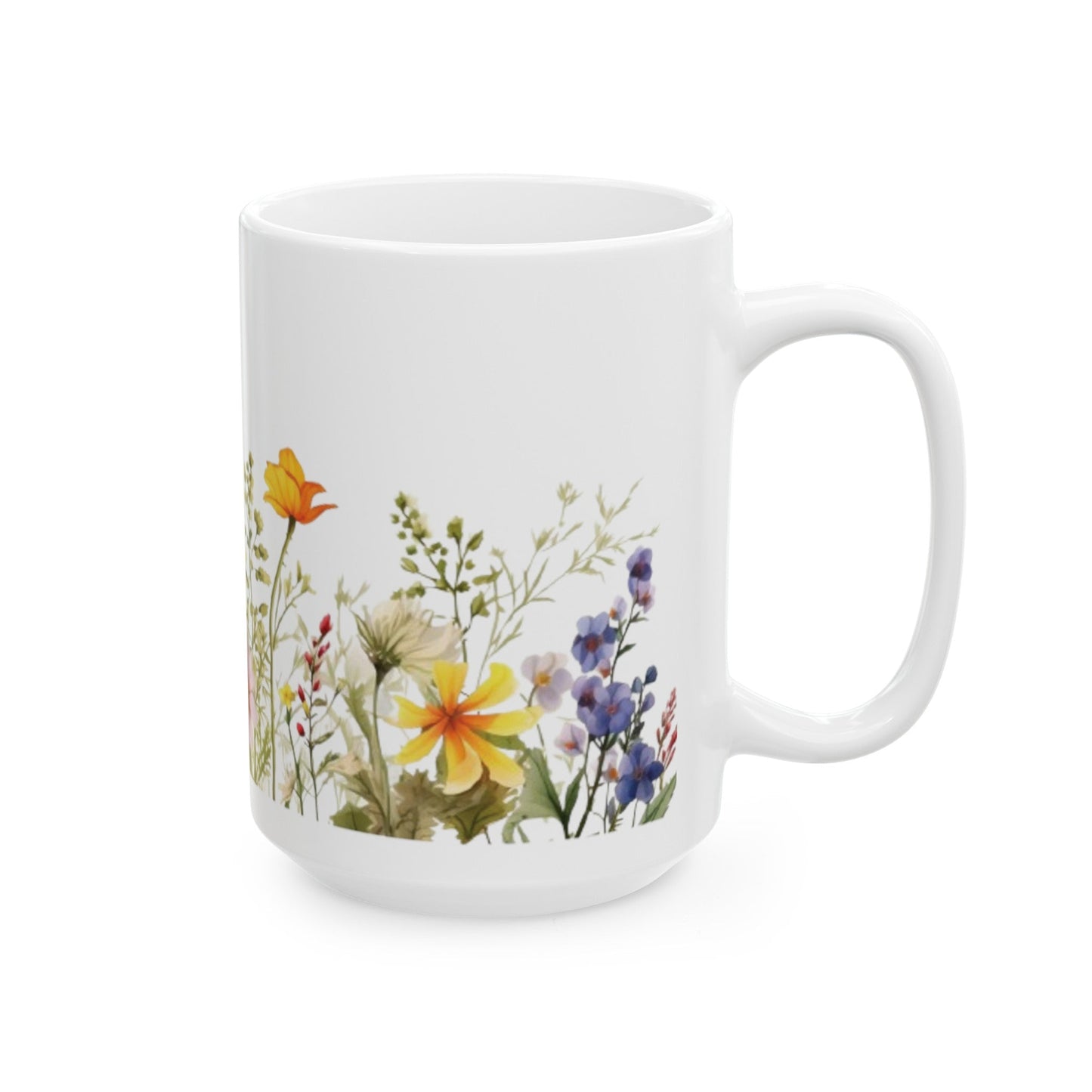 Wildflower Print Ceramic Mug, (11oz, 15oz) | Madfox Creations Co.