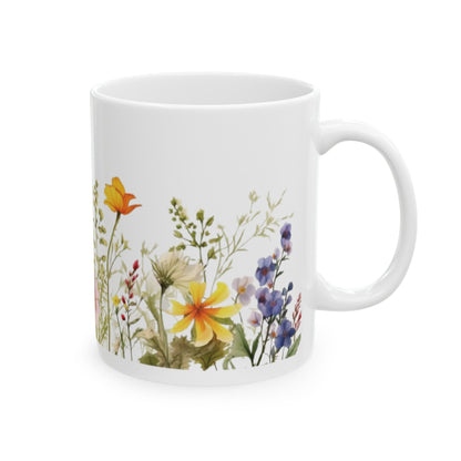 Wildflower Print Ceramic Mug, (11oz, 15oz) | Madfox Creations Co.