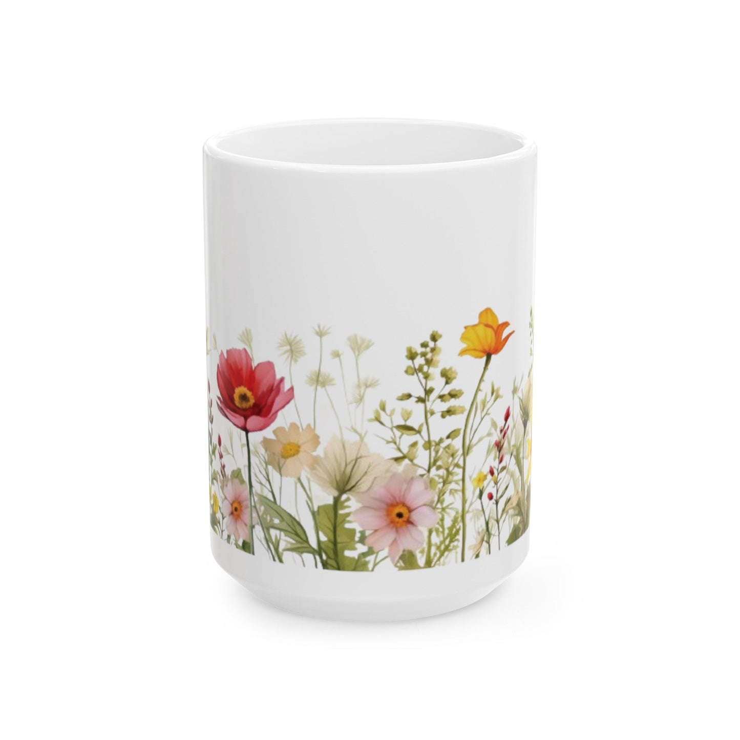 Wildflower Print Ceramic Mug, (11oz, 15oz) | Madfox Creations Co.